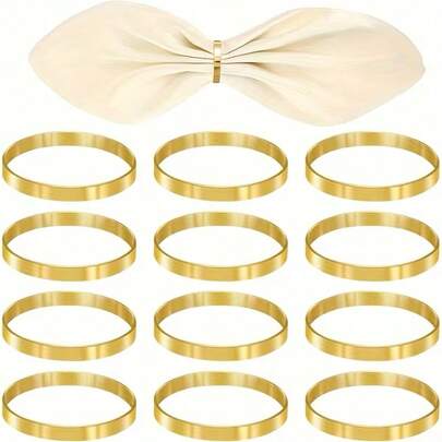 Juego de 100 piezas/50 piezas/12 piezas de anillos para servilletas con hoja de oro, portaservilletas de tela para restaurante