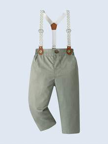 BOARNSEORL 年轻男孩绅士装：领衬衫搭配领结和吊带裤，时尚适合生日派对、宴会、周年庆典 - 綠色 - 查看 5