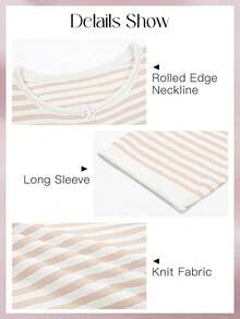 Women's Striped Cardigan Long Sleeve Open Front Button Down Lightweight Loose Knit Fall Winter Sweater - 白色 - 查看 6