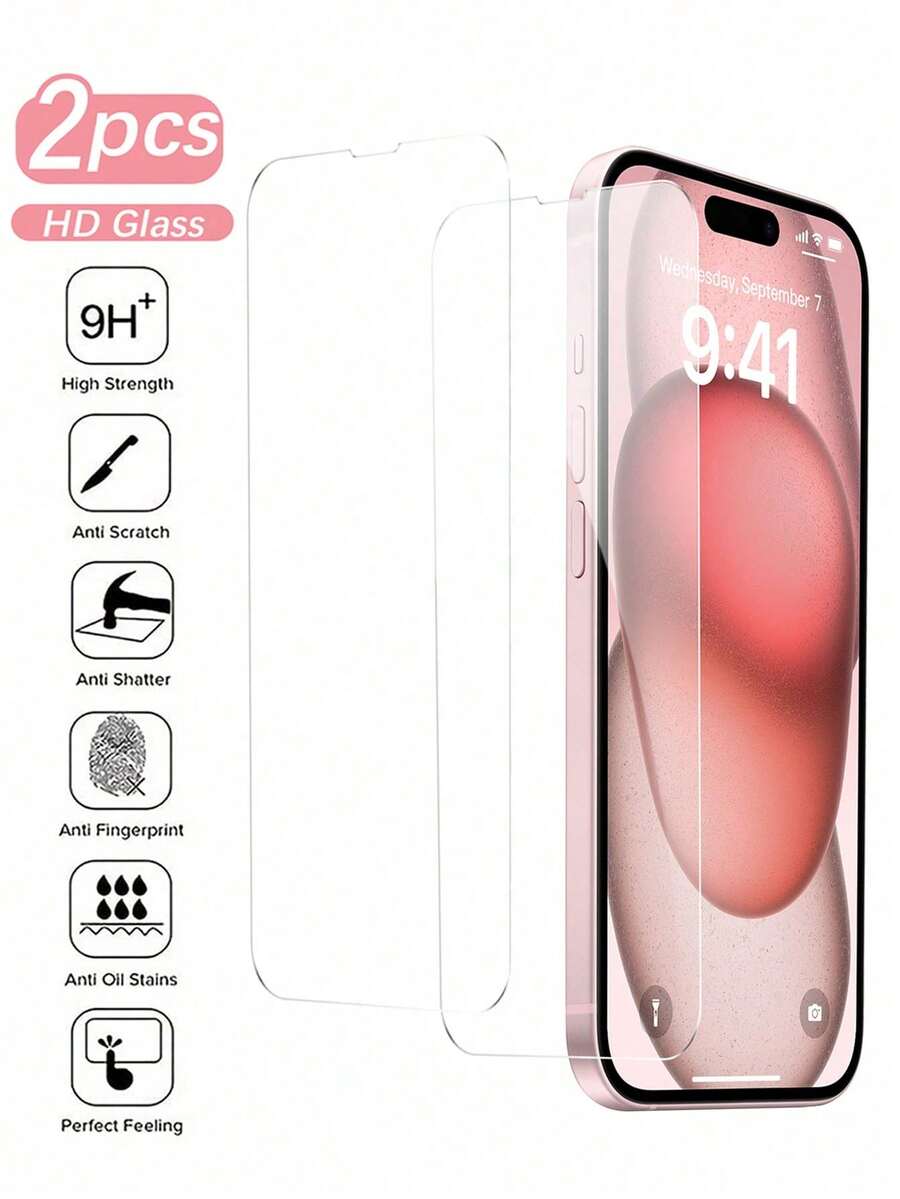 2 Packs HD Tempered Glass Compatible With Iphone 17 16 Pro Max Screen Protector Compatible With Iphone15 16e 14 13 12 11 16 7 8 Plus XR XS Max Mini Tempered Glass, Ultra High Definition, Protect Screen Durably Screen Protection Essentials, Applicable To Daily Shield, Office, Home Daily Shield Office Home Phone Screen Protector Phone Accessories Waterproof Shockproof Anti-Fall Scratch Resistant - Clear - View 1