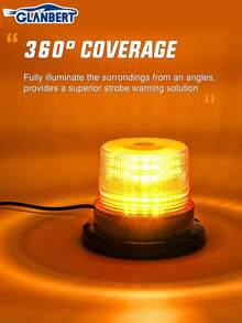 GLANBERT 12V-24V琥珀色30LED闪烁警示灯，磁吸式，适用于车辆、叉车、拖拉机、高尔夫球车、UTV、轿车、巴士等。