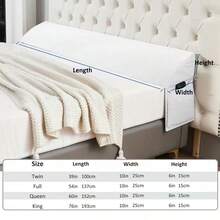 Bed Wedge Pillow For Headboard | Mattress Gap Filler (0-7") - Triangle Foam Pillows Wedges Between Headboards, Ideal Gift For Christmas New Year Bedroom Decor - trắng - Xem 3