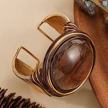 Handmade Heavy Industry Bead Weaving, Winding, Aluminum Wire Stretching, Plastic Resin, Mibo, West Asia, Middle East, Banquet Vacation, Fashionable Retro Popular Bracelet - Coffee - View 4