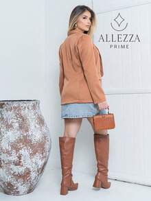 Max Blazer Tailored Luxury Casual Basic Social Sport Elegant Slim Fit Fitted New Release Simple Fabric Faux Pockets Blazer Evening Holiday Wedding Office Daily Birthday Party Formal And Evening Travel Stage And Concert Airport Wear All - 米色 - 查看 7