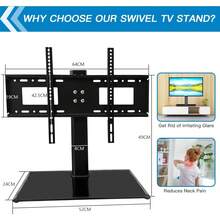 Soporte TV Pie de Mesa Altura Ajustable para 32 a 55 Pulgadas Pantallas de LCD LED, Soporte de TV Negro de Sobremesa con Base de Vidrio Templado de 8mm Máxima de 40 kg, VESA Máx. 600x400mm - 1 - Ver 9
