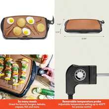 BELLA - Plancha de cerámica de cobre TI, revestimiento antiadherente Healthy- para limpieza sin complicaciones, gran superficie de cocción sumergible, 10 x 16 pulgadas, cobre/negro(Cobre 10 x 20") - Multicolor - Ver 1