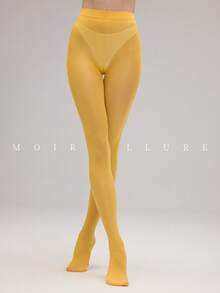 MOIRÉALLURE 1雙女款素色時尚緊身內搭褲，適合日常穿搭與夜店風格 - 黃色 - 查看 1
