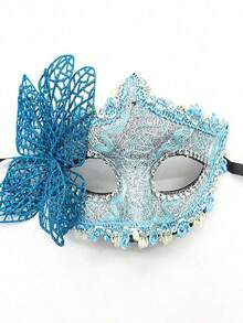 Women Masquerade Mask With Holding Stick Party Mask Half Face Mask, Multi-Color Floral Party Masquerade Mask, Fashionable Half Face Mask Prop For Parties, Celebrations, Performances, Fits Various Holidays And Events, Mysterious, Valentine's Day Gift - 彩色 - 查看 10