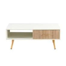 Rectangle Coffee Table / Modern Coffee Table For Living Room / With Solid Wood Legs / Sliding Drawer For Storage / Suitable For Bedrooms, Rooms, And Small Spaces - 白色 - 查看 7