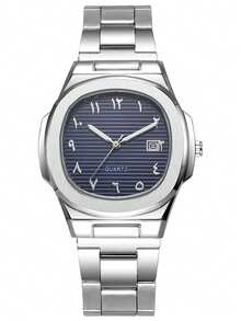 1pc Versatile Commuter High-End Quartz Wristwatch, Silver Fashionable For Teens & Young Adults, Suitable For Online Activities, Holidays, Birthday Gifts, Year-End Promotion - Silver - View 5