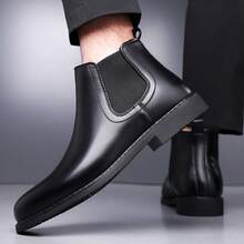 Boots For Men , Retro Chelsea Boots Casual Vintage Fashion Black Boots Slip On Vintage British Style All-Match Short Boots, New High-Top Motorcycle Boots, Versatile Casual Shoes, Korean Style, British FashionBoots For Men Men's Suede Leather Chelsea Ankle Boots - Màu đen nhạt - Xem 2