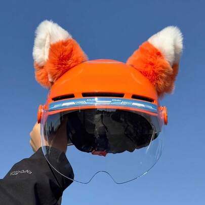 New Style Orange Ear Cute Decoration Doll Motorcycle Ski Electric Bike Helmet Ornament