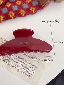 1 chiếc kẹp tóc càng cua màu trơn thời trang, phụ kiện tóc kiểu Âu và Mỹ, kẹp tóc càng cua thanh lịch. - Màu Đỏ Sâu - Xem 4