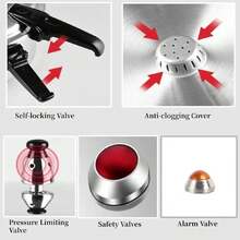 Olla a presión antiadherente de aleación de aluminio, superabrasiva, para cocina de gas y de inducción, de doble uso para una cocción rápida (9 l, para 3-6 personas) - Plateado - Ver 8