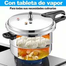 Olla a presión antiadherente de aleación de aluminio, superabrasiva, para cocina de gas y de inducción, de doble uso para una cocción rápida (9 l, para 3-6 personas) - Plateado - Ver 4