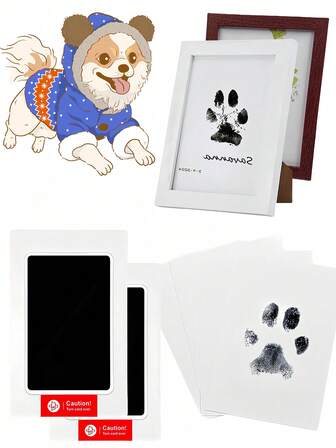 2 piezas Juego de Huellas de Patas de Mascotas, Adecuado para Gatos y Perros, Juego de Almohadillas de Huellas de Patas de Perro, Almohadilla de Tinta Táctil para Mascotas, Utilizado para Preservar Huellas de Patas de Gatos y Perros como Recuerdos de Mascotas