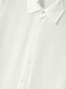 Mens Buttons Puff Long Sleeve Blouse Sheer Tops Shirt Elastic Waist Long Pants Wide Leg Trousers Casual 2PCS Sets Outfits - 藍色 - 查看 9