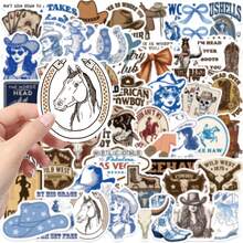 50pcs Blue Brown Denim Aesthetics Graffiti Stickers For DIY Waterproof Stationery Suitcase Bottle Phone Laptop - 1 Set - View 7