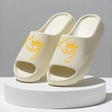 TIKP Unisex Sommer Dicker Sohle Rutschfeste Hausschuhe für Innen aus EVA, Outdoor Wasser- und Strandschuhe - Weißgoldkönig - Übersicht 2