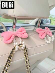 Gancho lindo con lazo para el respaldo del asiento del coche, en color rosa y rojo, para regalo de mujeres, niñas y damas. Organizador de almacenamiento multifuncional universal para accesorios de automóvil - Corazón - Ver 6