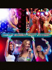 15个LED发光手环，生日派对礼物，夜光派对用品，课堂奖品，带彩色LED灯的闪光腕带装饰，可持续发光12小时以上。适用于酒吧、婚礼、派对、音乐会、生日礼物、圣诞礼物、家居圣诞装饰、圣诞礼物、男士独特礼物、情人节、复活节、新年、嘉年华派对用品。 - 圓手環 - 查看 7