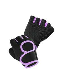 1 Pair Unisex Breathable Fitness Workout Gloves, Suitable For Basketball, Dumbbell, Weightlifting Training, Pull-Up Bar, Cycling, Half Finger Anti-Slip Sports Gloves, Women Gym Gloves, Gym Accessories, Workout, Fitness, Home Exercise - Multicolor - View 7