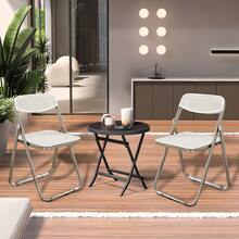 Silla plegable de plástico, silla de jardín portátil, sillas para fiestas en interiores y exteriores, asientos apilables, ligeras y cómodas. - Blanco - Ver 4