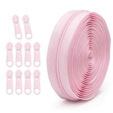 177.16-Inch Zipper With 10 Zipper Pulls, 5# Nylon Colored Zipper, 20 Color Options, Matching Zipper Pulls, Suitable For Clothing, Outerwear, Luggage, Bags, DIY Crafts And More - 5# Solid Color Nylon - View 20