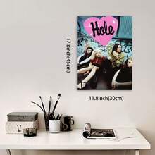 Framed Hole 2 Vintage Music Canvas Poster - Pink Heart Design With Band Members, Ideal For Bedroom & Living Room Wall Decor, Perfect Gift For Music Lovers, Music Room Decor, 2D, Perfect For Room Decor - 彩色 - 查看 5