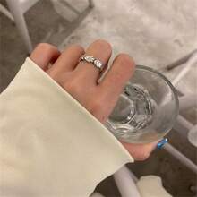 Anillo de corazón de palma de joyería abierta de plata tailandesa retro punk, regalo de cumpleaños para estudiantes - Plata tailandesa vintage envejecida - Ver 4