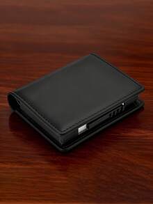 1个便捷时尚的男士短款PU皮钱包，带自动弹出式铝合金卡槽，防盗防磁，男士最佳礼物 - 彩色 - 查看 12