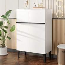 Modern Double-Door Shoe Cabinet With Ample Storage Space And Adjustable Shelves – Practical Storage Unit For The Entryway, Space-Saving Design, 95*60*34.5 Cm - White - View 2