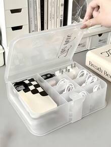 Desktop Cable Management Box Multi-Functional Power Cord Organizer With Lid For Phone Charger Plugs And Data Cables Jewelry Storage Case Book-Shaped Organizer Dividers For Women Men For Earrings Rings Necklaces Bracelets Home And Office Makeup Storage Bathroom Accessories Desk Accessories Home Organization - Multicolor - View 11