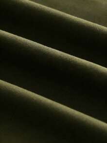 Women's Solid Color Sleeveless Mini Dress + Front Tie PU Decor 2-Piece Set, Solid Color Elegant Knotted Ruffle Hem Summer - Dark Green - View 3