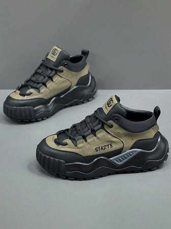 Zapatos para hombres con suela gruesa premium, zapatos deportivos y casuales cálidos para exteriores, botas de trabajo acolchadas de estilo de campus muy atractivas y versátiles, zapatillas retro minimalistas y gruesas para adolescentes, otoño/invierno