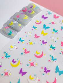 Tiebeauty 2 Sheet Sweet Style Nail Stickers Set Balloon Butterfly Star Moon Element Date Shopping/Girlfriend Gathering/Daily Out Of The Street Fingertips Instantly Transform Into Vitality Sweet Girl - Multicolor - View 8