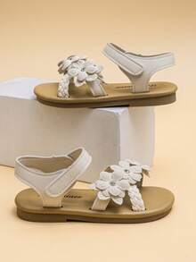 2026 高级定制小公主凉鞋：编织鞋带勾勒出优雅的轮廓，3D 水晶花朵装饰增添点睛之笔，浅棕色云朵般鞋底诠释精致的日常风格，女童凉鞋！ - 米色 - 查看 8