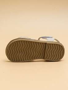 2026 米色复古甜美女童凉鞋，米色柔软PU材质+格子蝴蝶结，浅棕色软底，防滑可调节搭扣，定义女童轻复古艺术风平底凉鞋！ - 杏色 - 查看 8