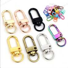 30/50pcs Colorful Zinc Alloy Small Buckle Keychain, DIY Spray Paint Keychain, U-Shaped Spring Clasp Metal Hanging Buckle Jewelry Accessories - Multicolor - View 2