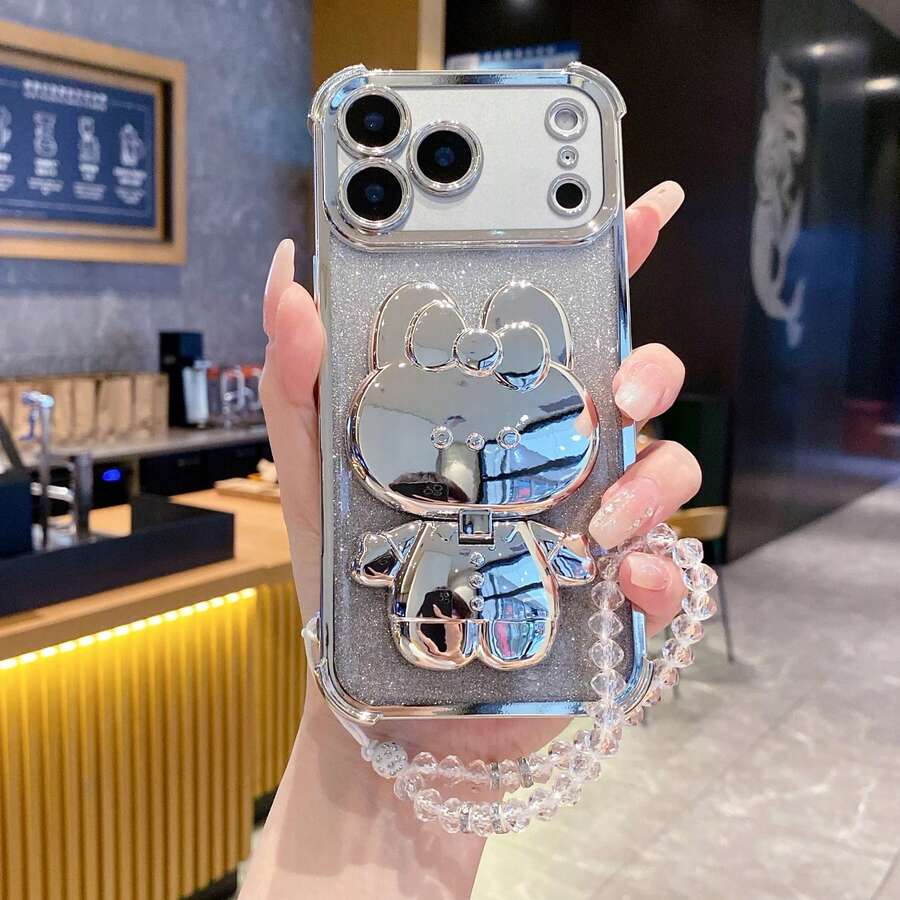 镜面支架单件手镯式手机壳,四角防摔/一体式手机壳,兼容 17 Pro、16 Pro Max、S26/S25/S25 Plus/S25 Ultra、XM、HW、RM,兼容 Oppo 春季礼品 - 銀色 - 查看 1