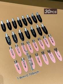 30pcs Women's Solid Color Hair Clips, Minimalist Style, Black, Pink, Small Clips, Duck Clip Design, Hair Accessories, Suitable Casual Daily And Outdoor Wear, Cute Accessories - 粉紅色 2 - 查看 3