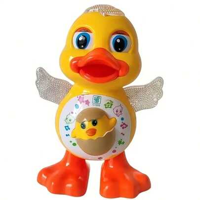Interactive Dance Duck Toy With Music, Flash, And Moving Wings - A Battery Powered Educational Sensory Toy Suitable For Children Aged 3-6, Christmas And Halloween Gift (Excluding Batteries)