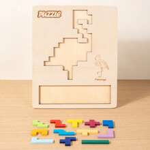 1pc Children's Puzzle: Suitable For 3-6 Years Old Boys And Girls, Educational Toy, Parent-Child Interaction, Board Game, Large Building Blocks, 3D Flat Puzzle Blocks, Develop Thinking Skills, Children's Intelligence Development, Educational Toy, Puzzle Solution Picture, Tabletop Game, Improve Children's Concentration, Parent-Child Interaction, Holiday Gift - Multicolor - View 4