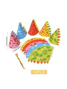 10 chiếc mũ dự tiệc thiết kế hình khủng long hoạt hình, mũ giấy dễ thương cho tiệc sinh nhật, ngày lễ tình nhân trở lại trường - Nhiều màu - Xem 5