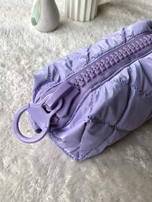 Estuche de lápices de color caramelo lindo, bolsa de almacenamiento de papelería suave y esponjosa para estudiantes, organizador de cosméticos con cremallera grande