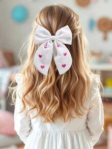 1个情人节女孩发夹，心形刺绣软布发夹，时尚心形装饰发饰，适合青少年 - 粉色 - 查看 8