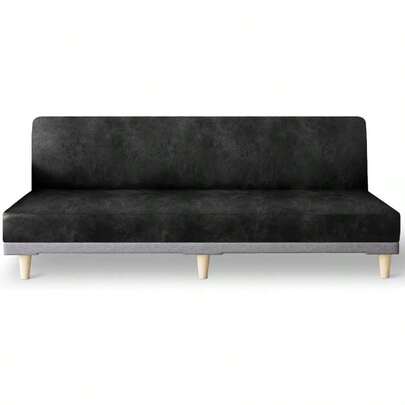 Leather Like Stretch Futon Slipcover Arml Futon Bed Sofa Cover Furniture Protector With Elastic Bottom Soft And Washable Futon Cover For Sofa Bed Stay In Place X Larger Dark Grey