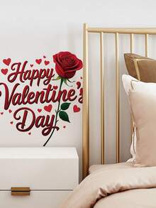 1pc Valentine's Day Wall Sticker, Rose Flower, Heart, Balloon, Creating A Romantic And Warm Holiday Atmosphere, Suitable For Couple's Room, Bedroom, Living Room, Study, Dining Room, Bathroom, Home Wall Decor, Room Decoration, Etc. - Multicolor - View 14