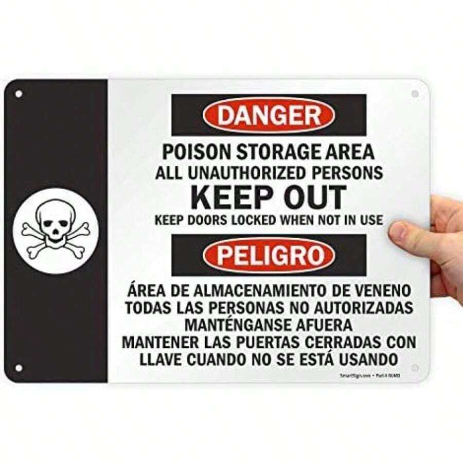 SmartSign Cartel bilingüe"Danger - Poison Storage Area" | de 7 x 10 pulgadas(Plástico 10" x 14") - Multicolor - Ver 1