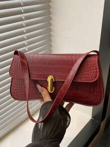 Solid Color Embossed Geometric Pattern Zipper Shoulder Bag, Women's Shoulder Bag, Fashionable Retro Zipper Bag, Casual Waterproof Handbag, Suitable For Teenage Girls, Women, College Students, Young Professionals And Office Ladies. Perfect For Office, Work, Business And Commuting Occasions. Best Women's Work Bag, Retro Style Women's Bag. - Multicolor - View 13